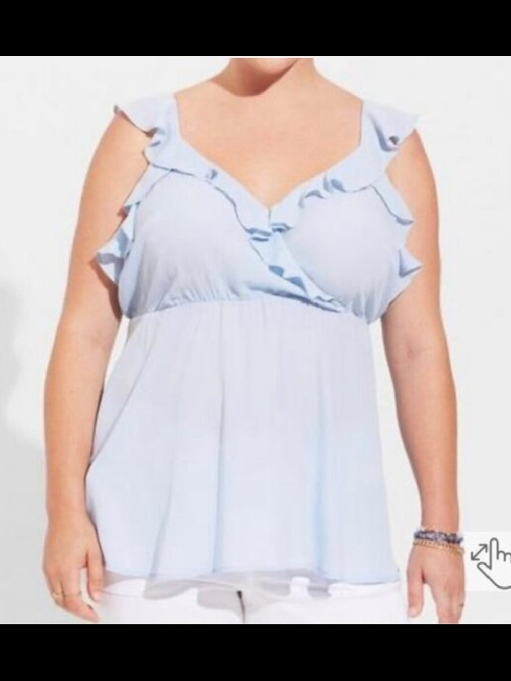 torrid Light Blue Ruffle V-Neck Tank
